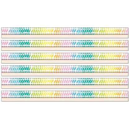 Creatively Inspired Watercolor Chevron Straight Borders, 36 Feet Per Pack, 6 Packs - Loomini