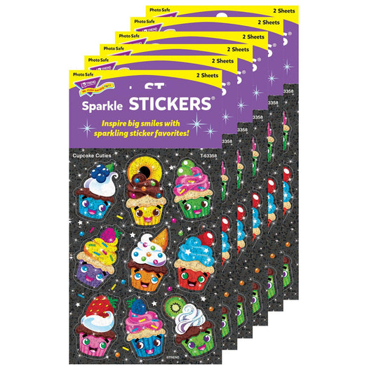 Cupcake Cuties Sparkle Stickers®, 18 Per Pack, 6 Packs - Loomini