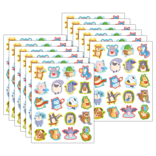 Cute Critters Stickers, 120 Per Pack, 12 Packs - Loomini