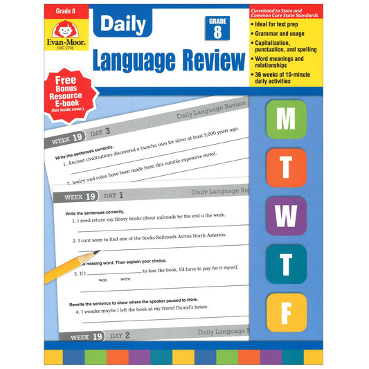 Daily Language Review Teacher's Edition Book, Grade 8 - Loomini