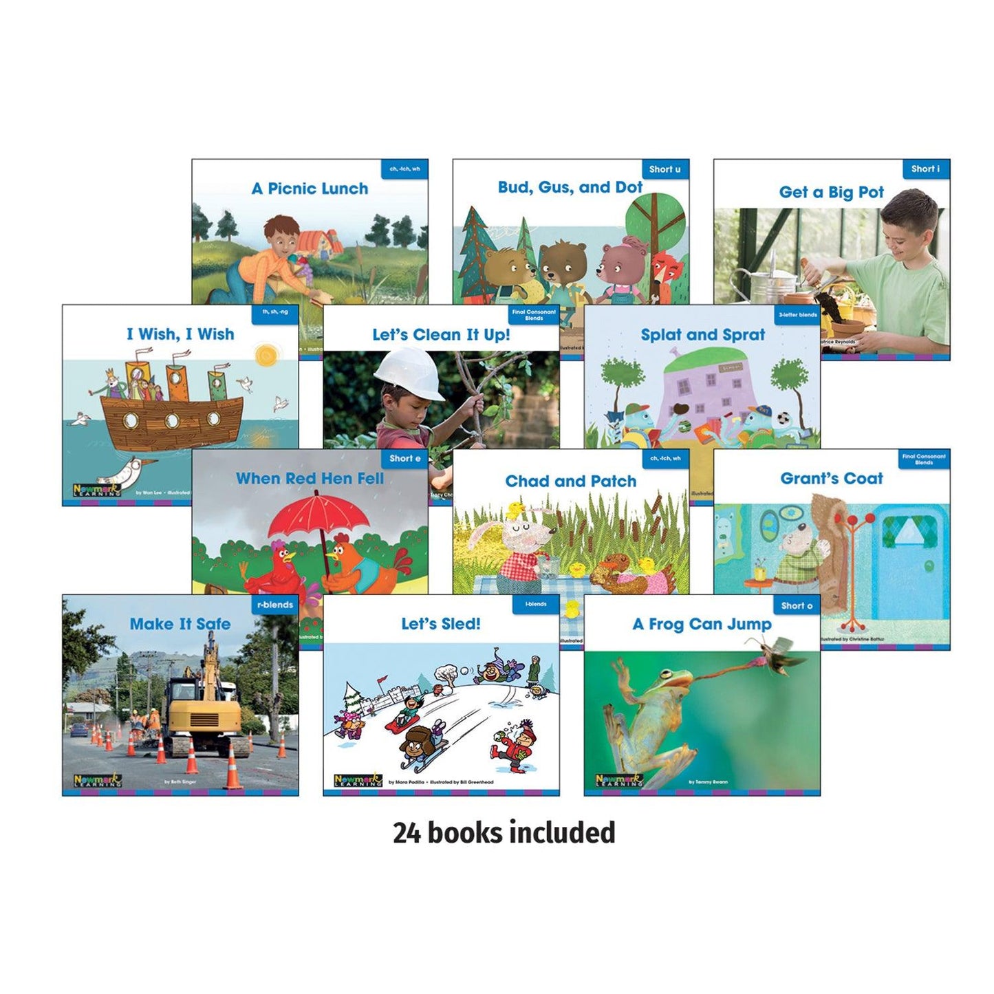 Decodable Readers Grade 1 Short Vowels, Consonant Blends, and Digraphs, 24 Books - Loomini