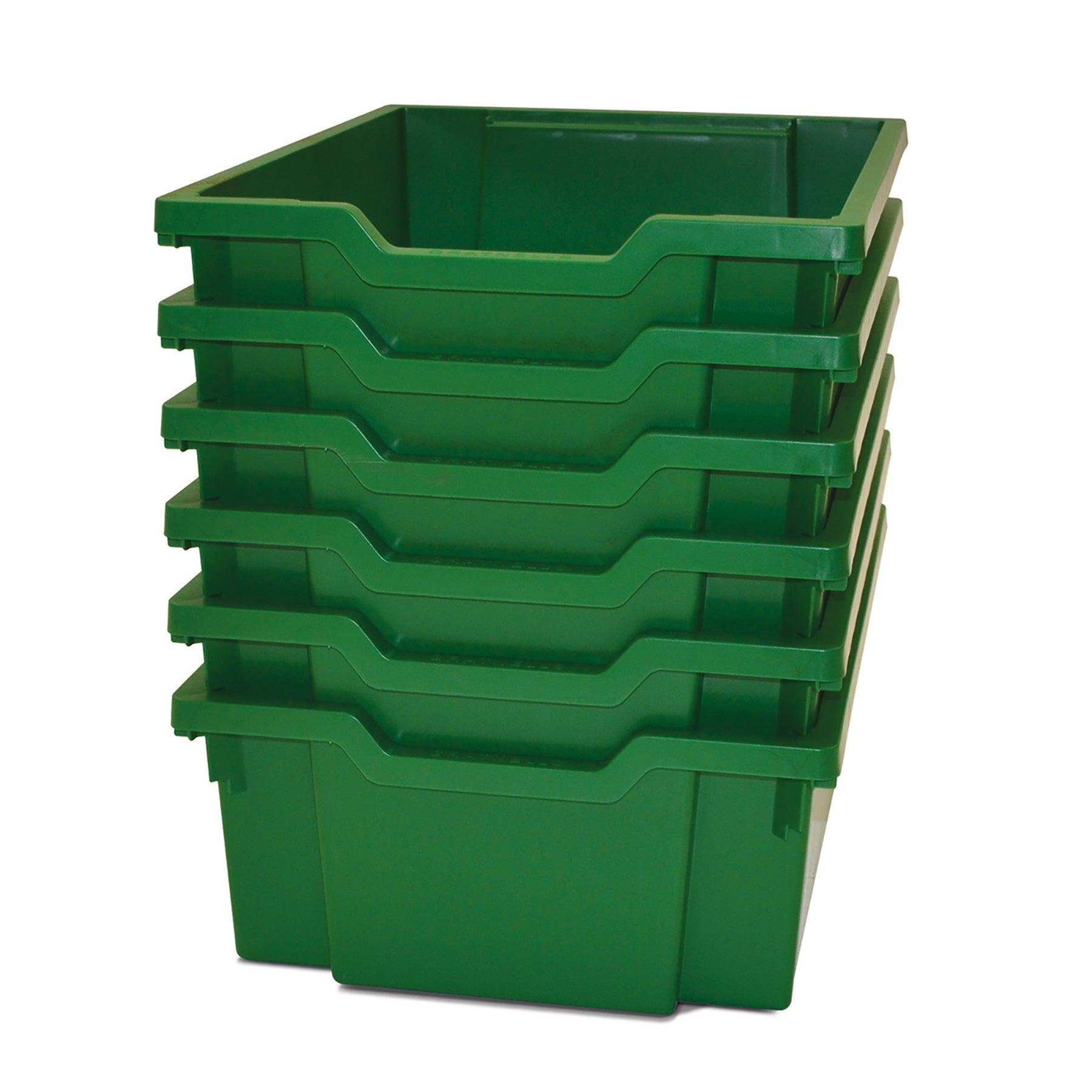 Deep F2 Tray, Grass Green, 12.3" x 16.8" x 5.9", Heavy Duty School, Industrial & Utility Bins, Pack of 6 - Loomini