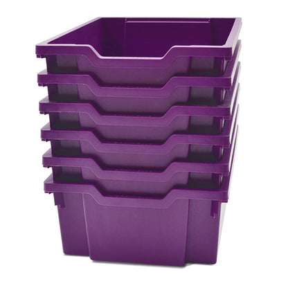 Deep F2 Tray, Plum Purple, 12.3" x 16.8" x 5.9", Heavy Duty School, Industrial & Utility Bins, Pack of 6 - Loomini