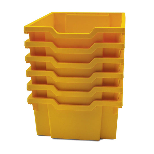 Deep F2 Tray, Sunshine Yellow, 12.3" x 16.8" x 5.9", Heavy Duty School, Industrial & Utility Bins, Pack of 6 - Loomini