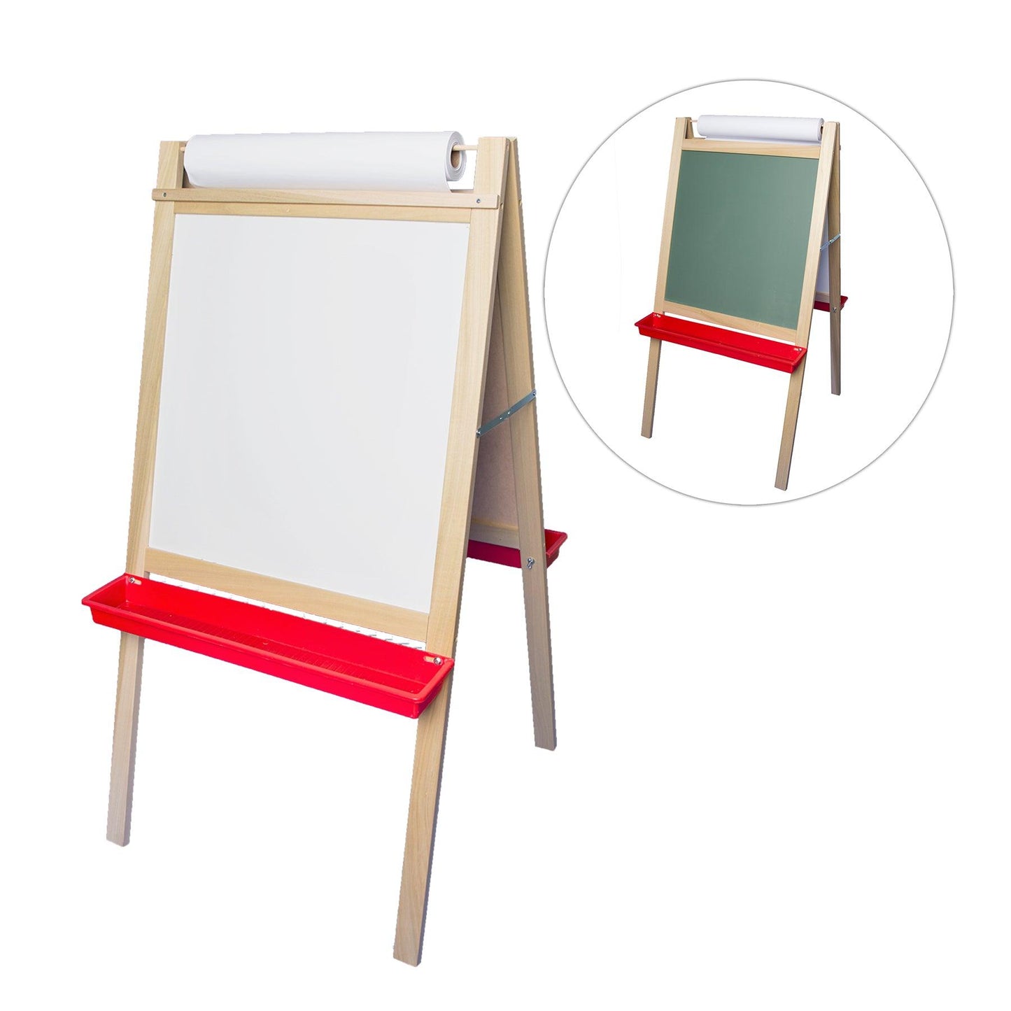 Deluxe Magnetic Paper Roll Easel, Green Chalkboard/White Dry Erase, 48"H x 24"W - Loomini