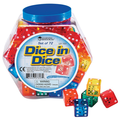 Dice in Dice Bucket, Pack of 72 - Loomini