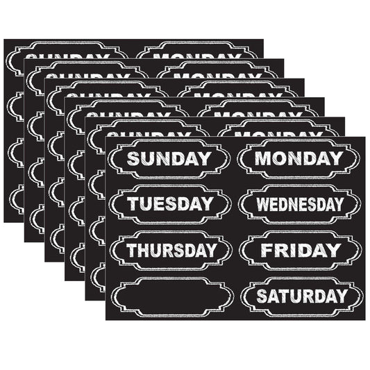 Die-Cut Chalkboard Days of the Week Magnets, 8 Per Pack, 6 Packs - Loomini