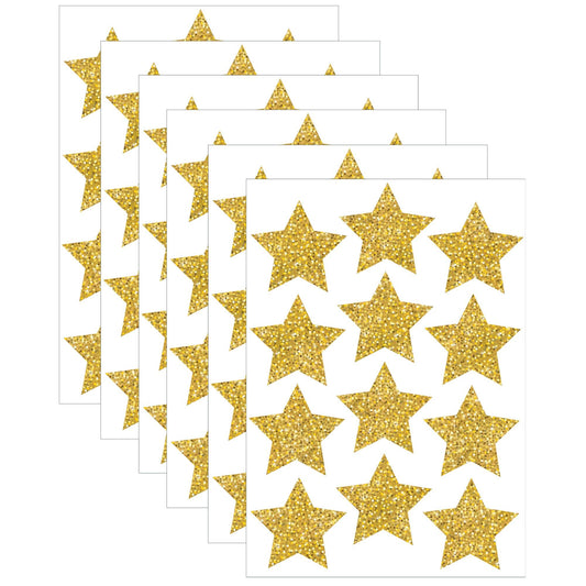 Die-Cut Magnets, 3" Gold Sparkle Stars, 12 Per Pack, 6 Packs - Loomini