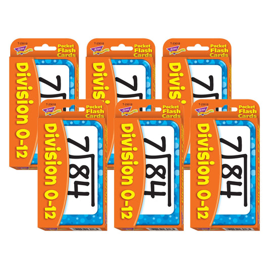 Division 0-12 Pocket Flash Cards, 6 Packs - Loomini