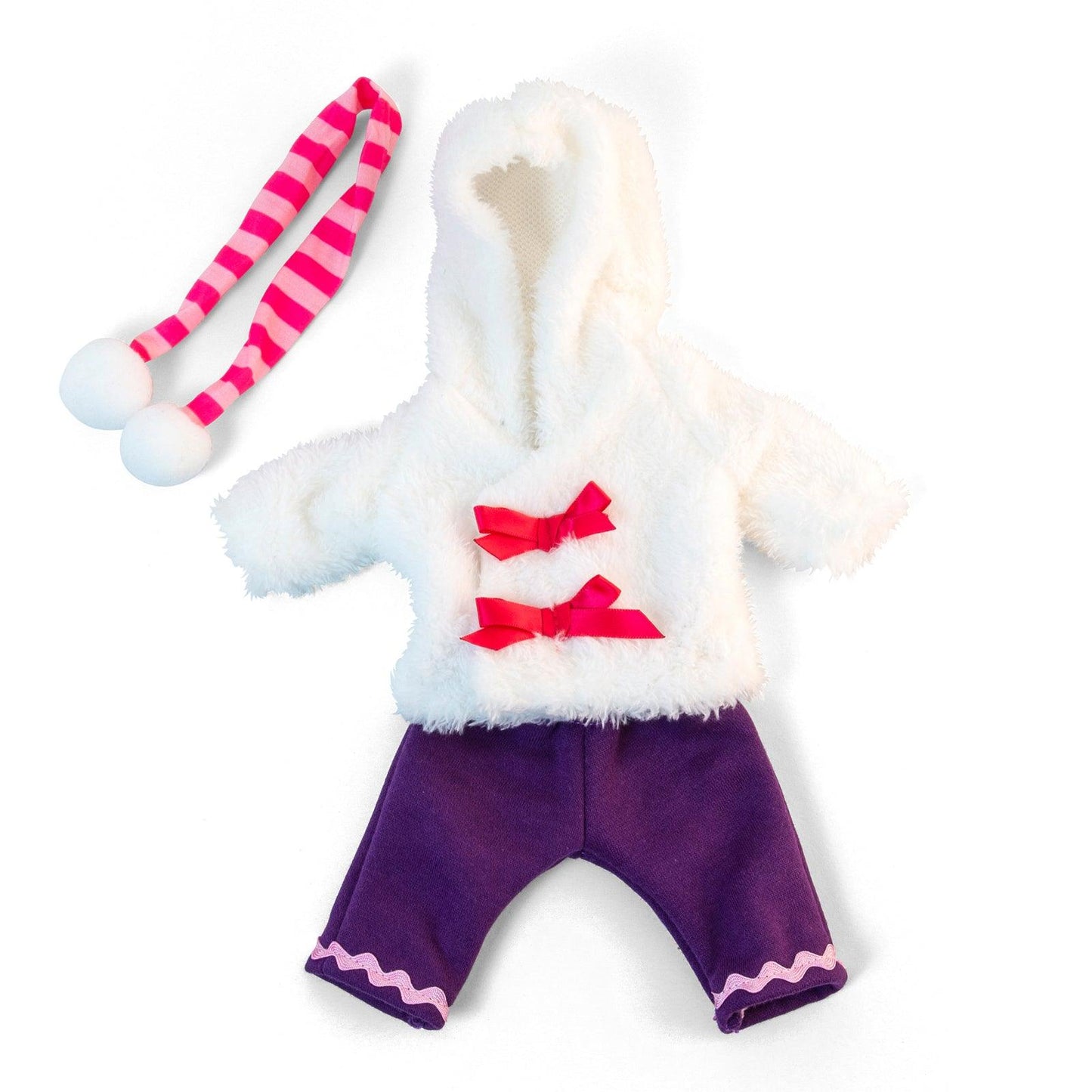 Doll Clothes, Fits 12-5/8" Dolls, Cold Weather White Fur Set - Loomini
