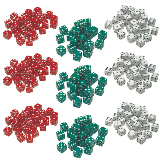 Dot Dice - Red/Green/White - 36 Per Pack, 3 Packs - Loomini