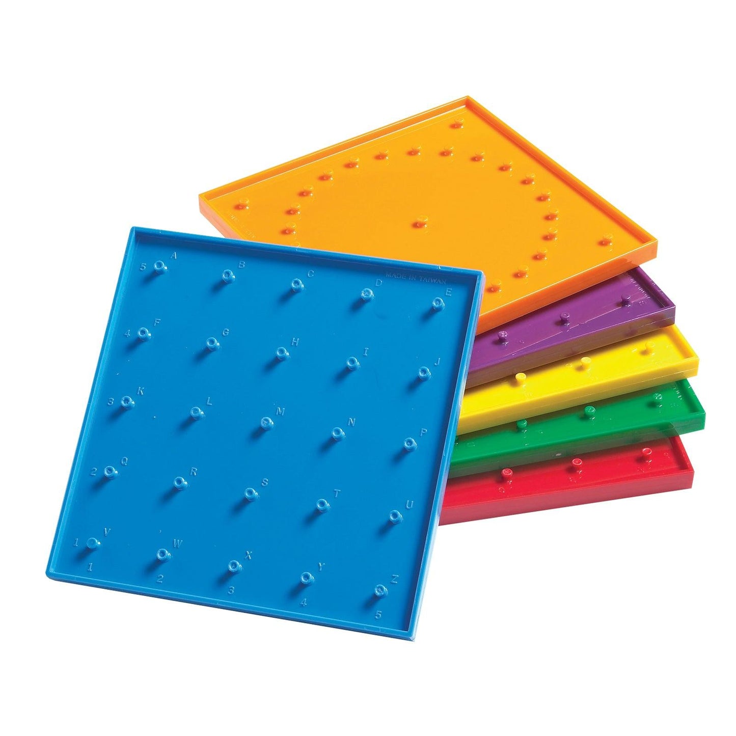 Double-Sided Geoboard Set - 5 x 5 Grid / 24 Pin Circular Array - Set of 6 - Loomini