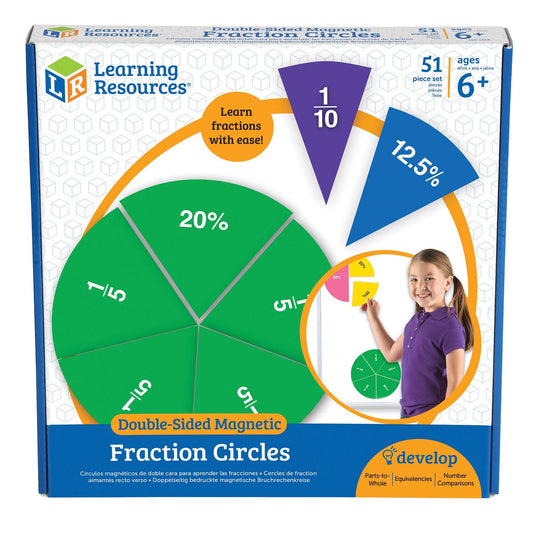 Double-sided Magnetic Fraction Circles, Pack of 9 - Loomini