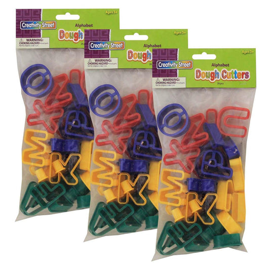Dough & Clay Cutter Set, Capital Letters, 1-9/16", 26 Pieces Per Pack, 3 Packs - Loomini