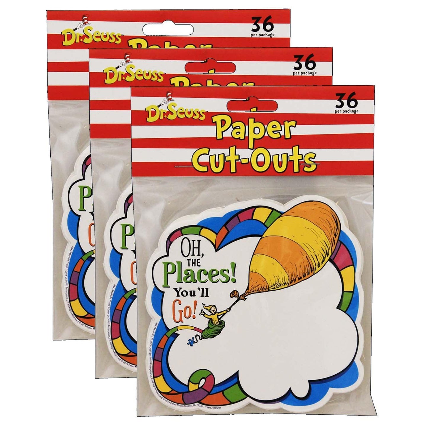 Dr. Seuss™ Oh The Places Paper Cut Outs, 36 Per Pack, 3 Packs - Loomini