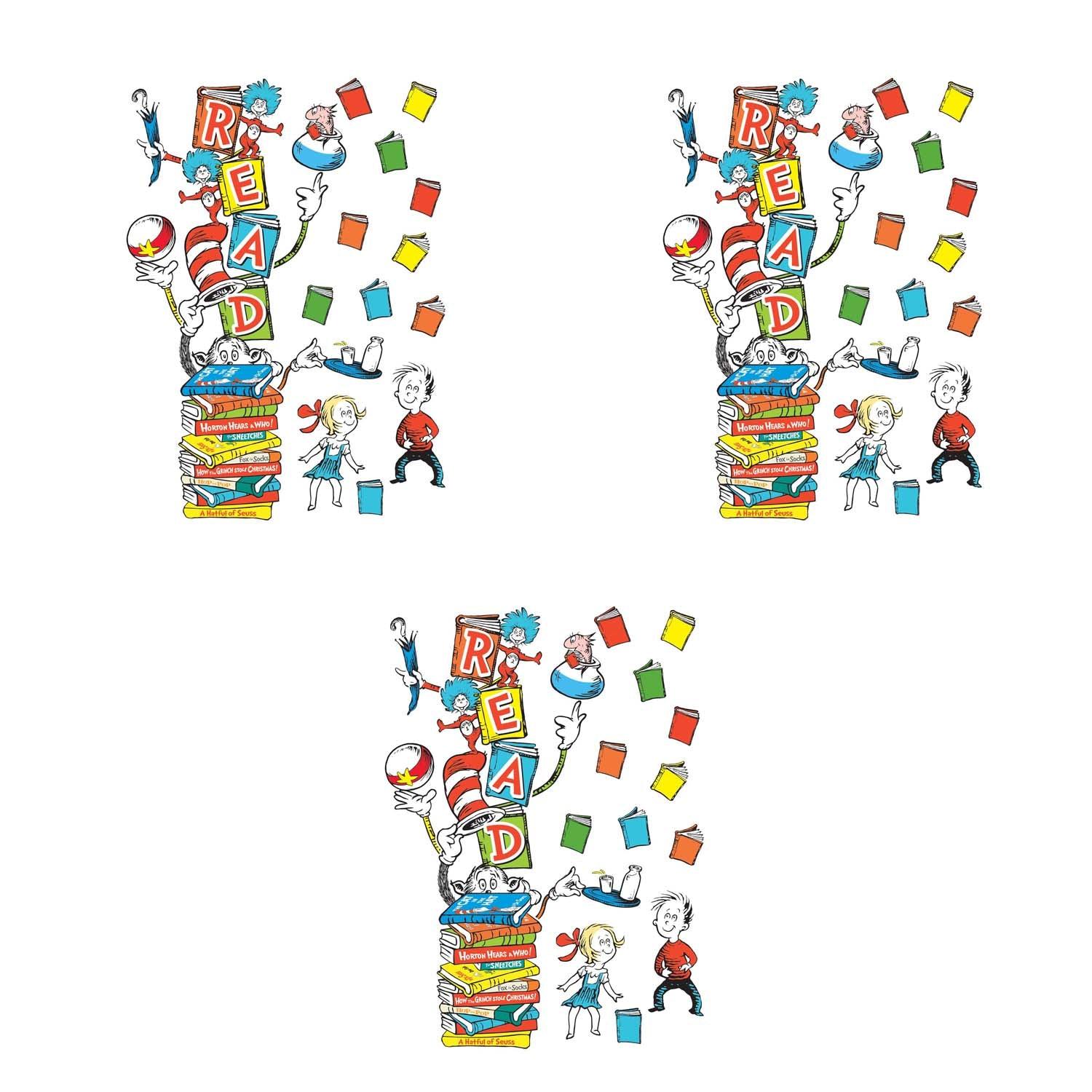 Dr. Seuss™ Reading All-In-One Door Decor Kit, 34 Pieces Per Set, 3 Sets - Loomini