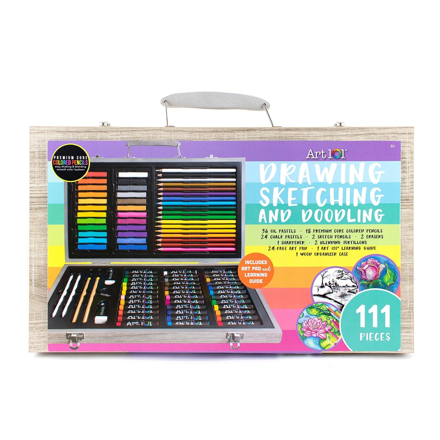 Drawing, Sketching & Doodle Wood 111-Piece Art Set - Loomini