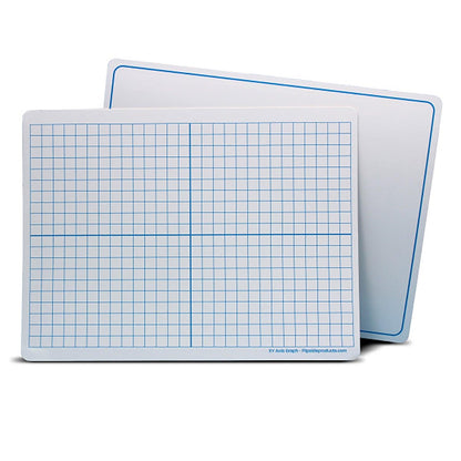 Dry Erase Learning Mat, Two-Sided XY Axis/Plain, 9" x 12", Pack of 24 - Loomini