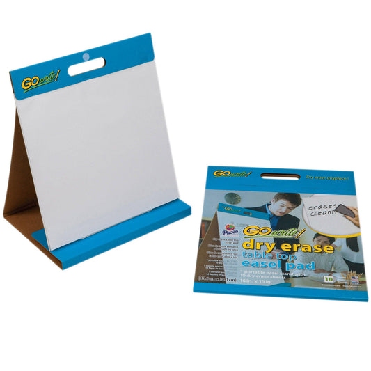 Dry Erase Table Top Easel Pad, Non-Adhesive, White, 16" x 15", 10 Sheets - Loomini