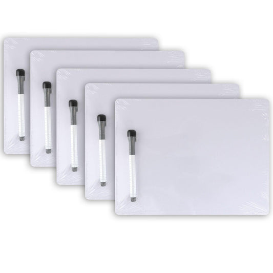 Dry Erase Whiteboard, 1-Sided, Plain, with Marker/Eraser, 9" x 12", 5 Sets - Loomini