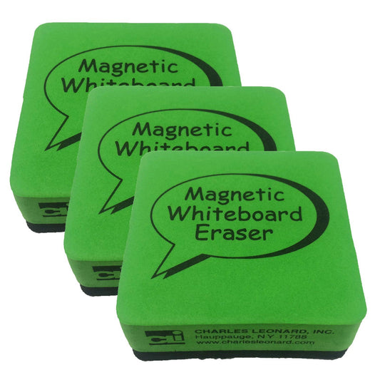 Dry Erase Whiteboard Magnetic Eraser, 2 x 2 Inch, Green/Black, 12 Per Pack, 3 Packs - Loomini