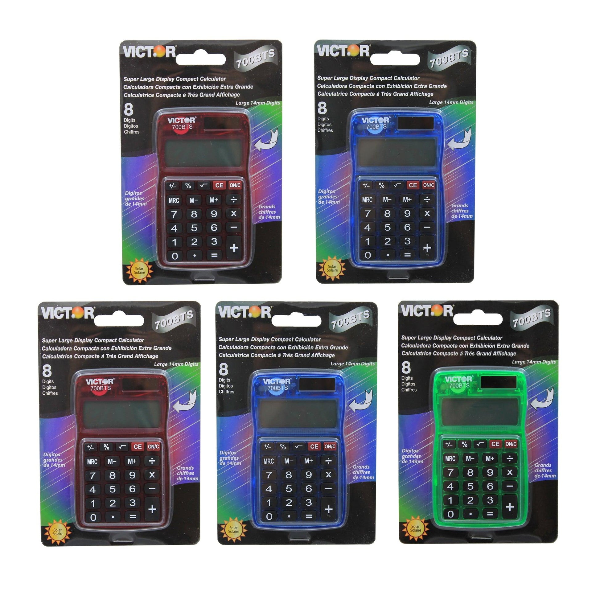 Dual Power Pocket Calculator, Pack of 5 - Loomini