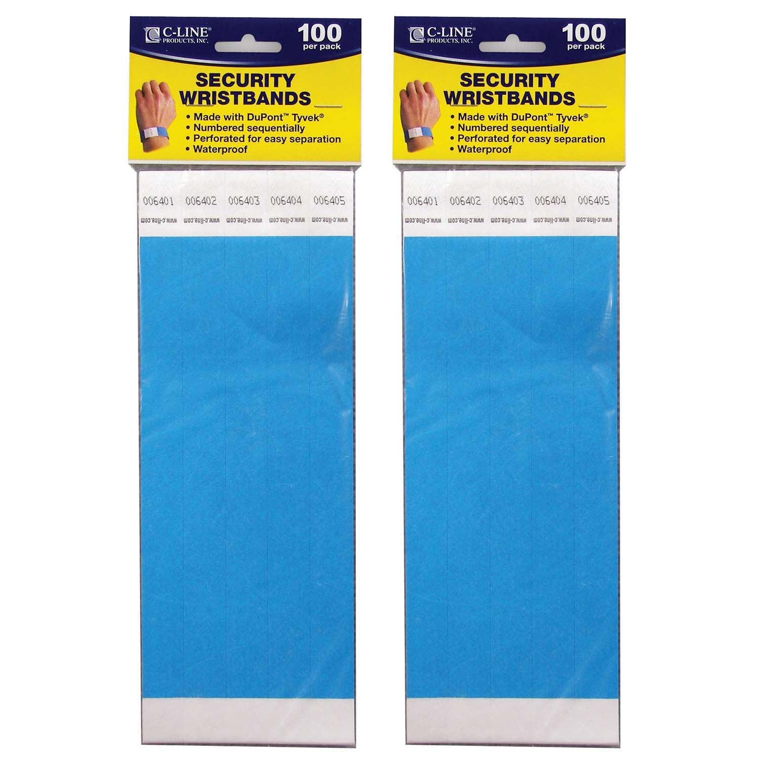 DuPont™ Tyvek® Security Wristbands, Blue, 100 Per Pack, 2 Packs - Loomini