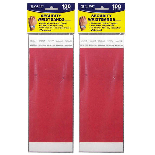 DuPont™ Tyvek® Security Wristbands, Red, 100 Per Pack, 2 Packs - Loomini