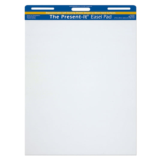 Easel Pad, Self-Adhesive, White, Unruled 27" x 34", 25 Sheets - Loomini