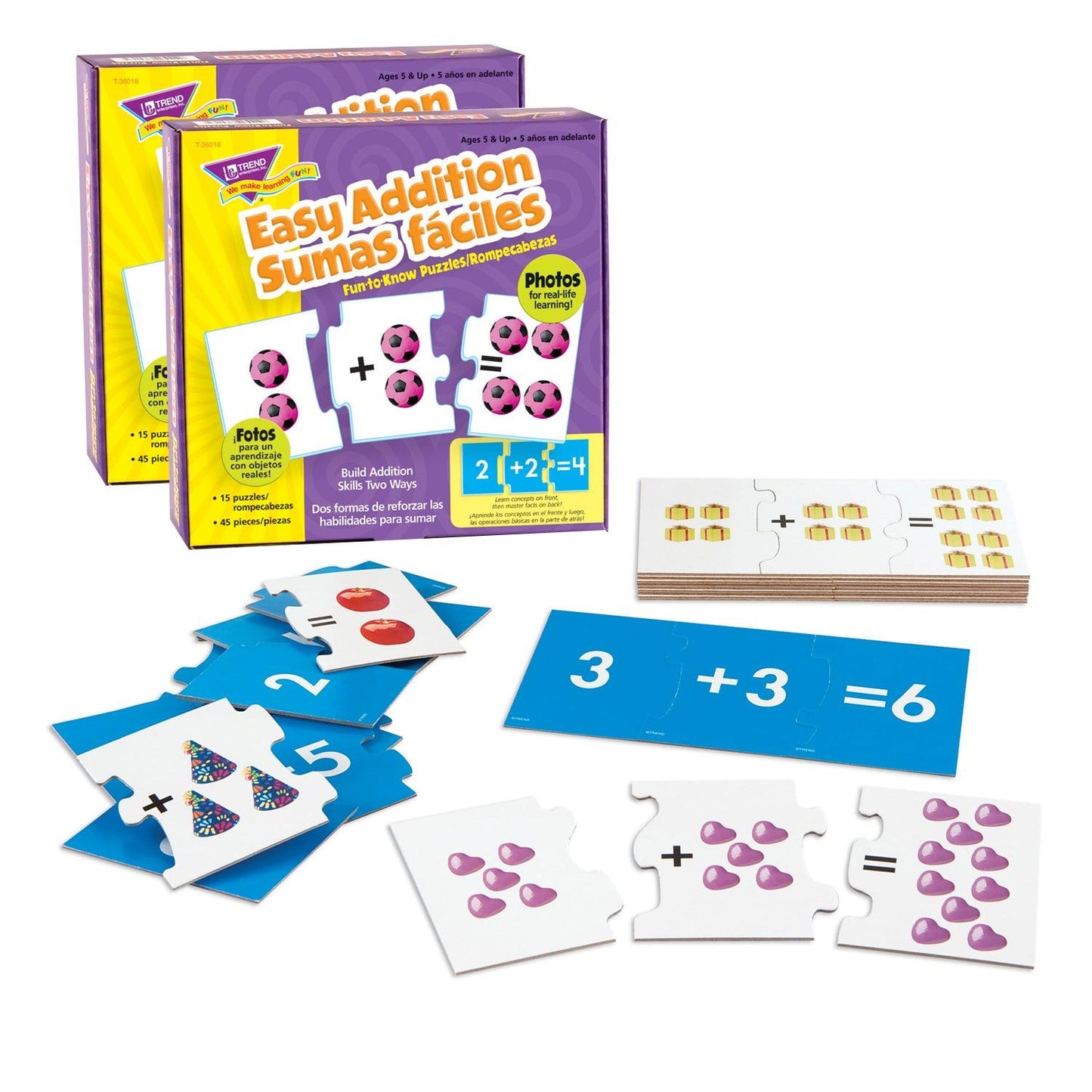 Easy Addition/Sumas faciles Fun-to-Know® Puzzles, Pack of 2 - Loomini