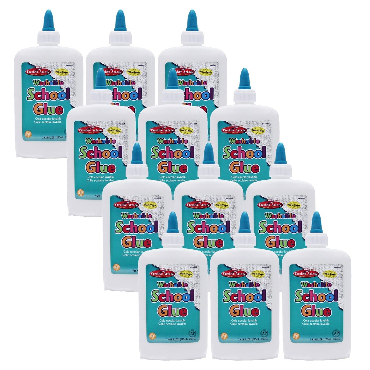 Economy Washable School Glue 8 oz, Pack of 12 - Loomini