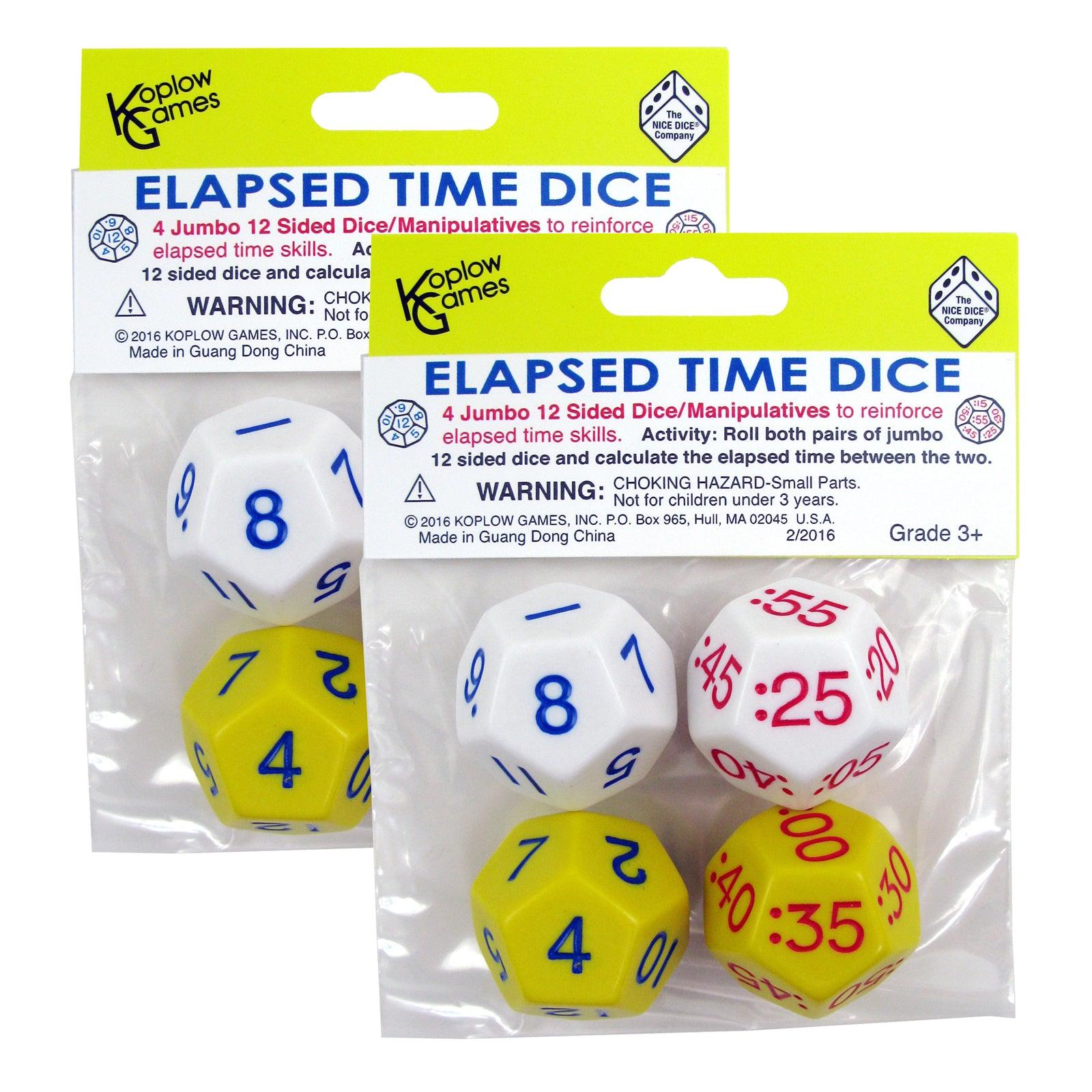 Elapsed Time Dice, 2 Pairs Per Pack, 2 Packs - Loomini