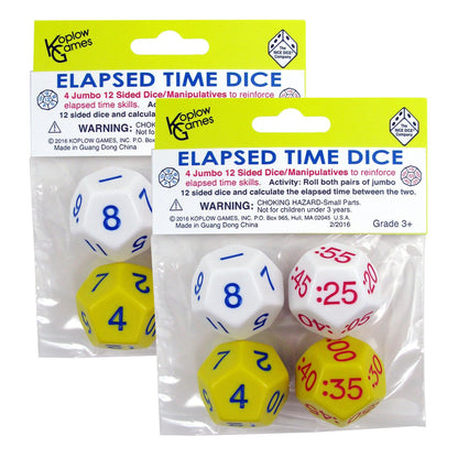 Elapsed Time Dice, 2 Pairs Per Pack, 2 Packs - Loomini