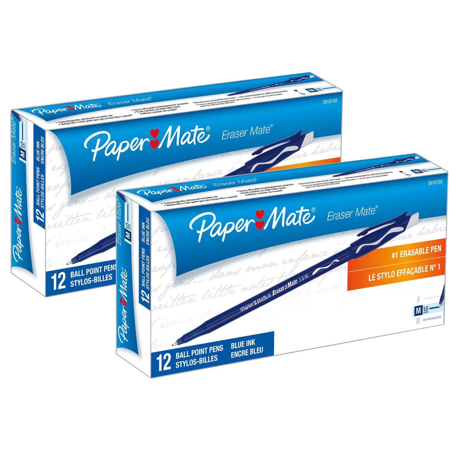 Eraser Mate® Pen, Blue, 12 Per Pack, 2 Packs - Loomini
