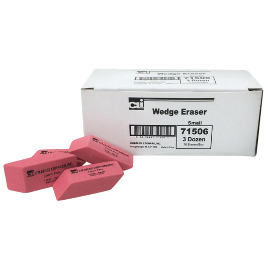 Eraser, Synthetic, Latex Free, Wedge Shape, Pink, Small, 36 Per Box, 6 Boxes - Loomini