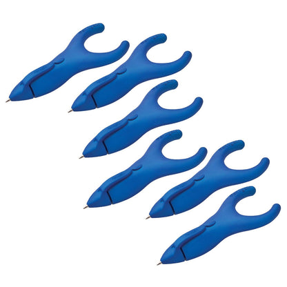 Ergo-Sof Retractable Ballpoint Pen, Blue, Black Ink, Pack of 6 - Loomini