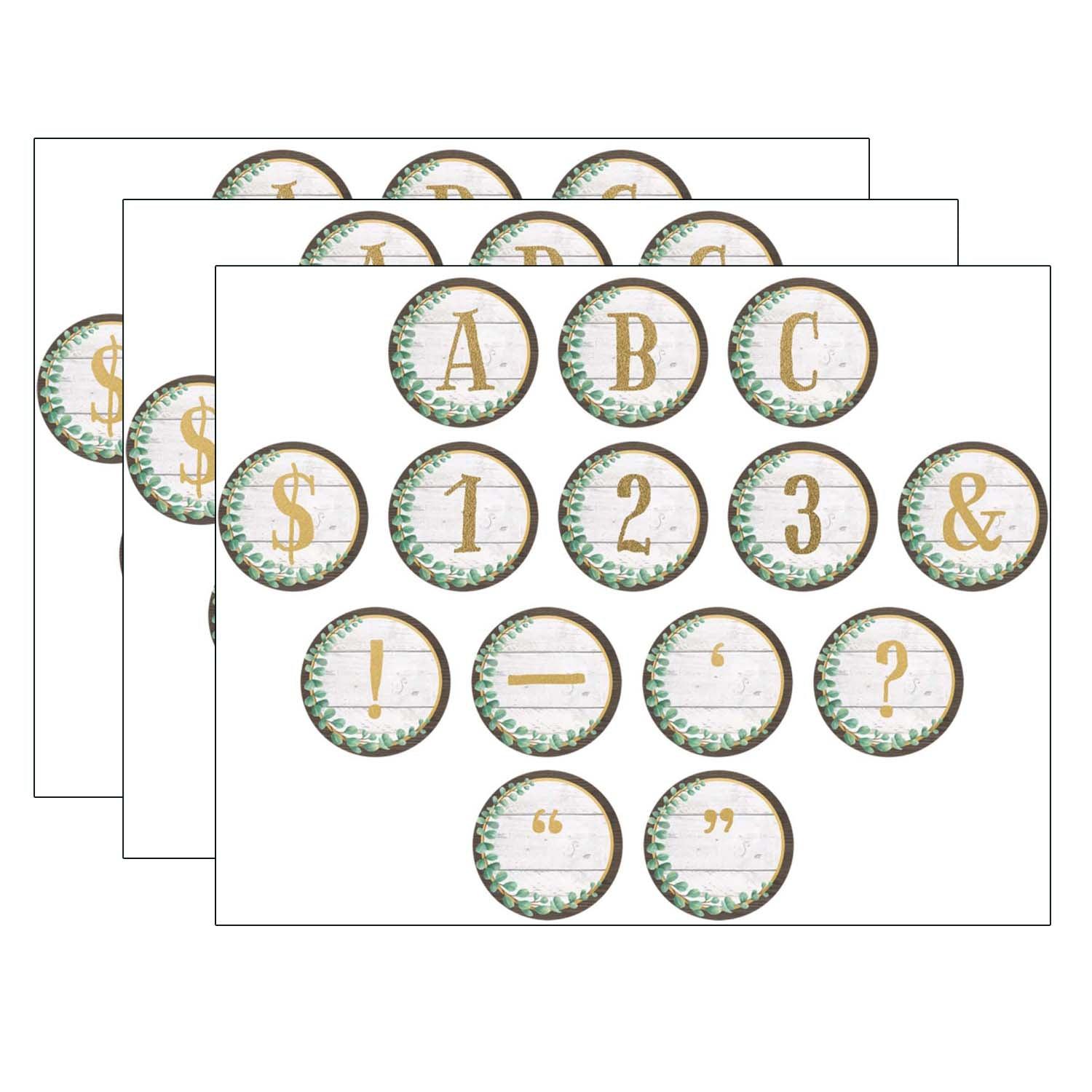 Eucalyptus Circle Letters, 216 Per Pack, 3 Packs - Loomini