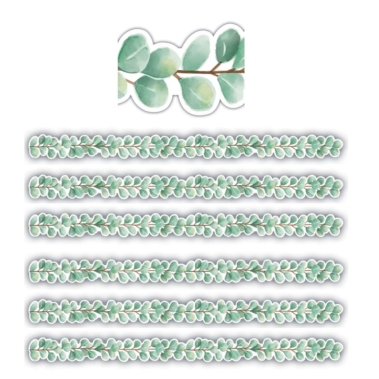 Eucalyptus Die Cut Border Trim, 35 Feet Per Pack, 6 Packs - Loomini