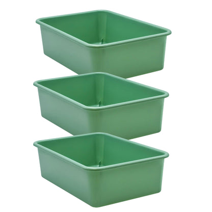 Eucalyptus Green Large Plastic Storage Bin, Pack of 3 - Loomini