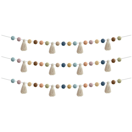 Everyone is Welcome Pom-Poms and Tassels Garland, Pack of 3 - Loomini