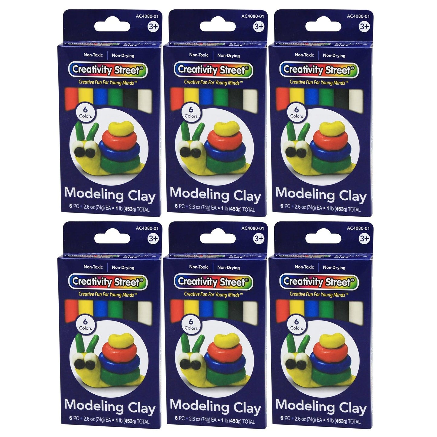 Extruded Modeling Clay, 6 Assorted Colors, 6 Sticks/1 lb. Per Pack, 6 Packs - Loomini
