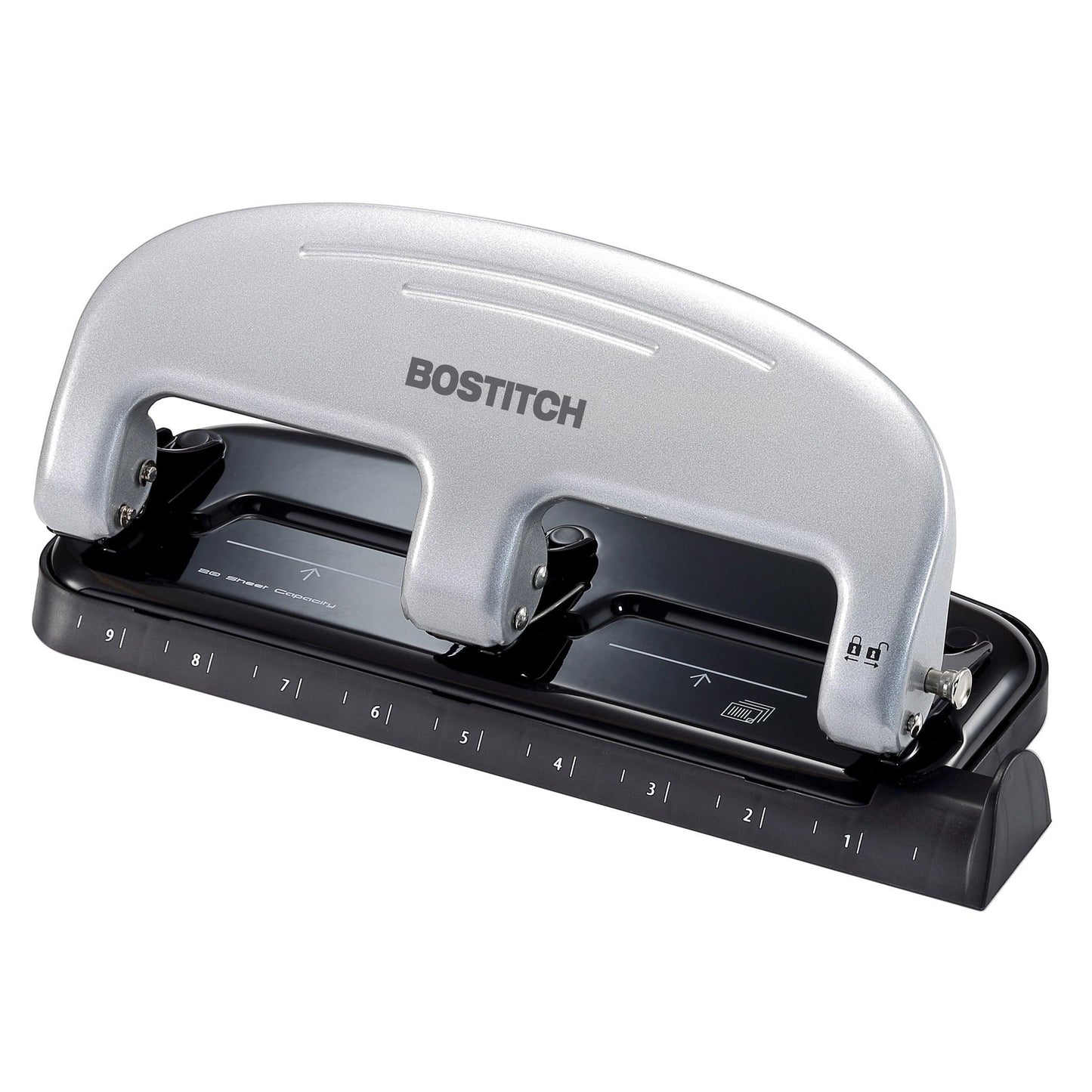 EZ Squeeze™ 3-Hole Punch, 20 Sheets, Silver/Black - Loomini