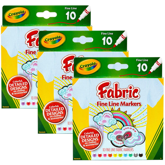 Fabric Markers, Fine Line, 10 Per Box, 3 Boxes - Loomini