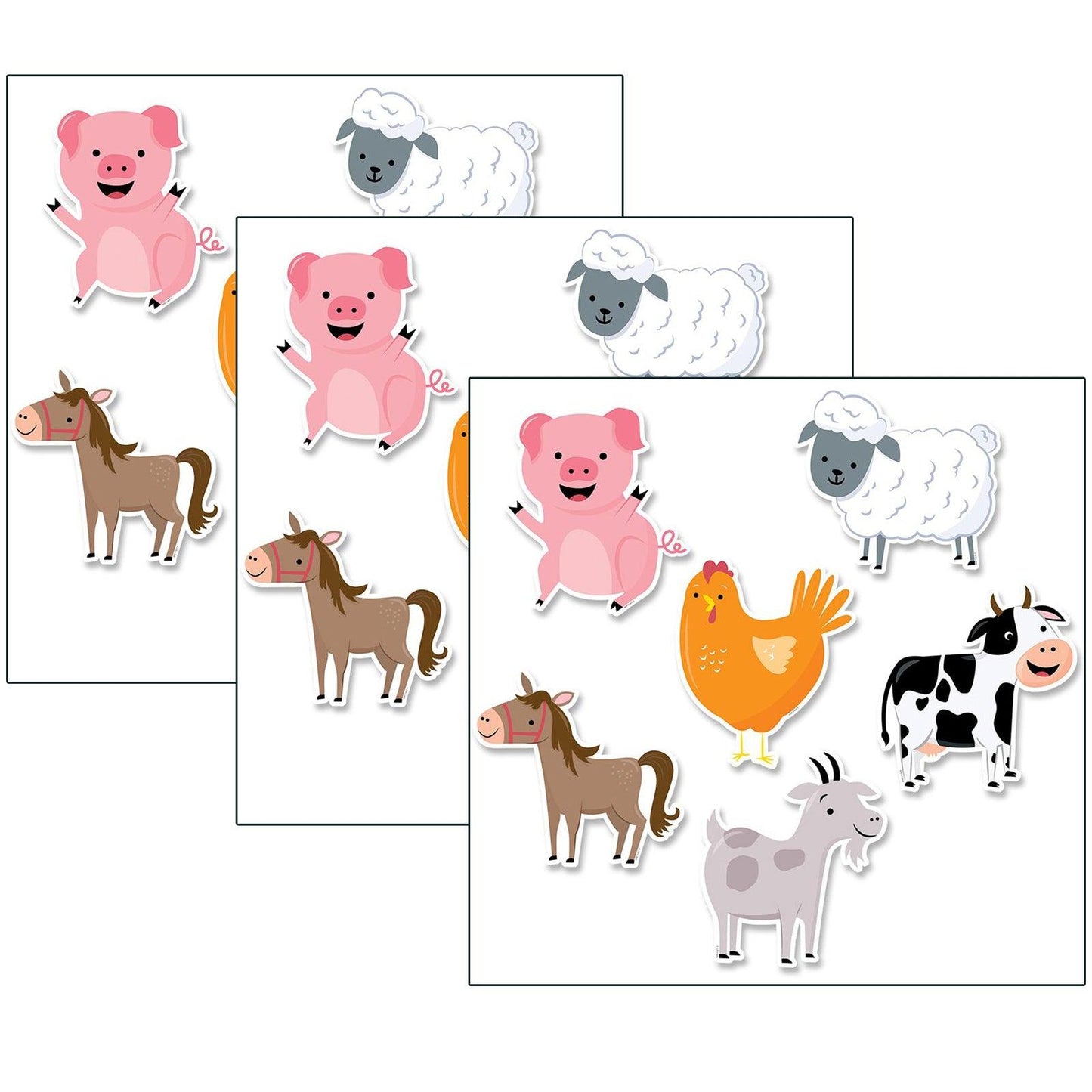 Farm Friends 6" Designer Cut-Outs, 36 Per Pack, 3 Packs - Loomini