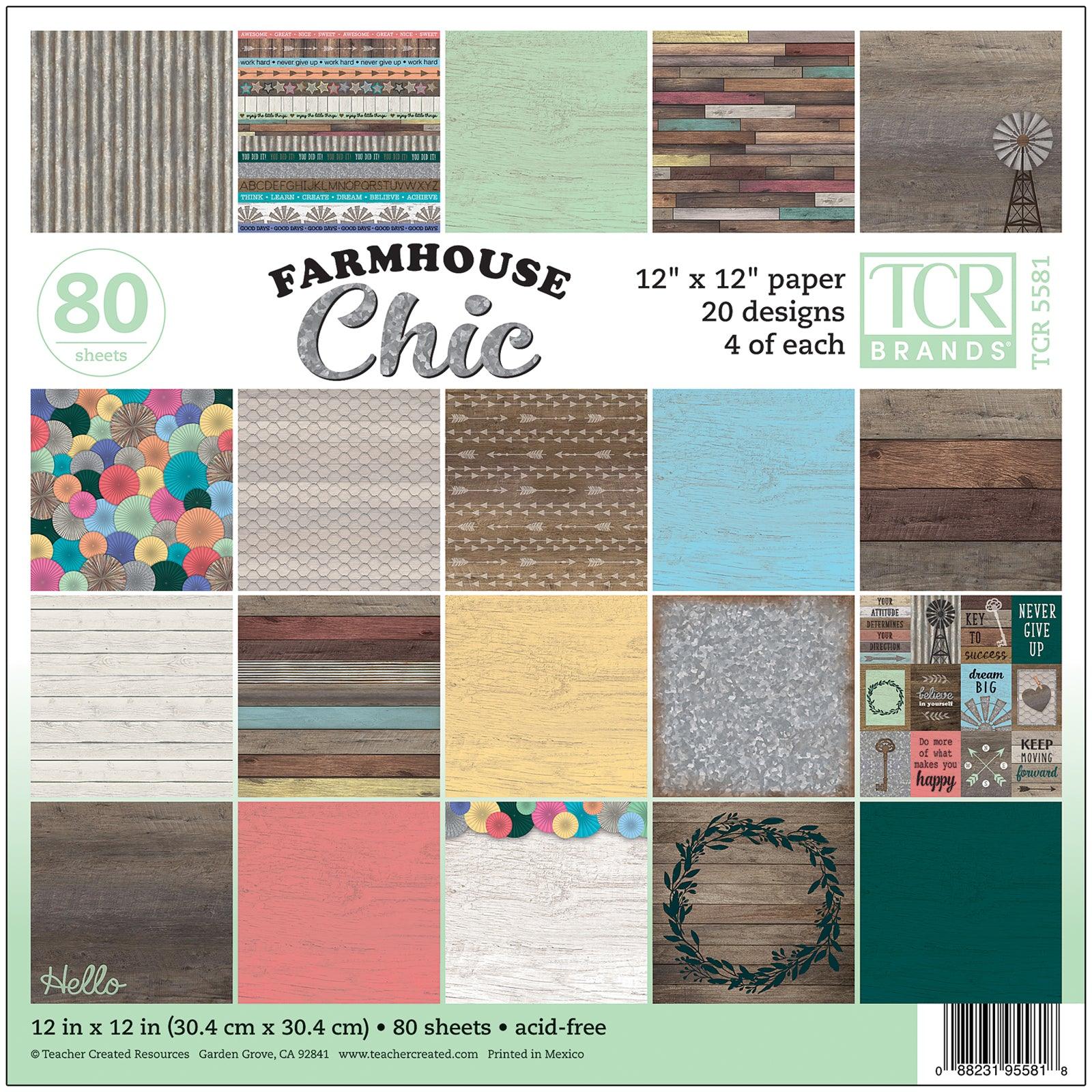 Farmhouse Chic Project Paper, 12" x 12", 80 Sheets - Loomini