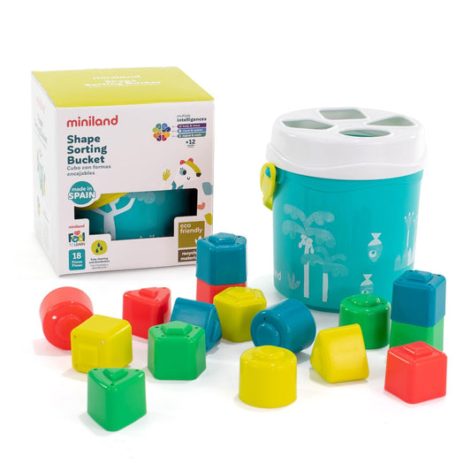 Feel to Learn: Shape Sorting Bucket, Turquoise - Loomini