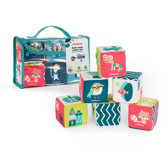 Feel to Learn: Soft Rattle Cubes Set - Loomini