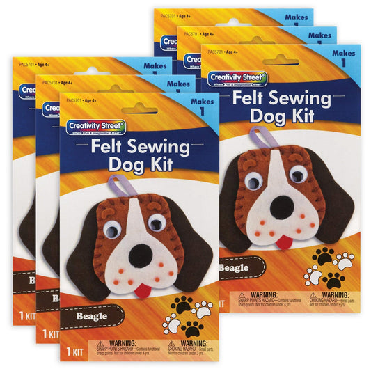 Felt Sewing Dog Kit, Beagle, 5" x 5.5" x 1", 6 Kits - Loomini