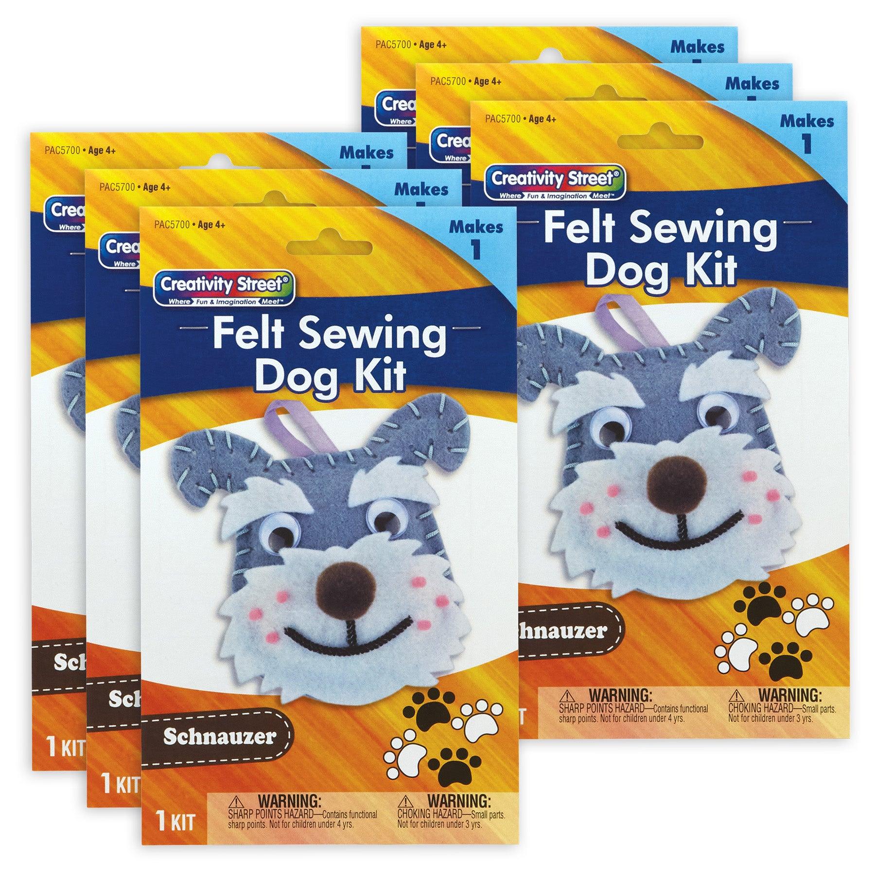 Felt Sewing Dog Kit, Schnauzer, 4.25" x 6.5" x 1", 6 Kits - Loomini