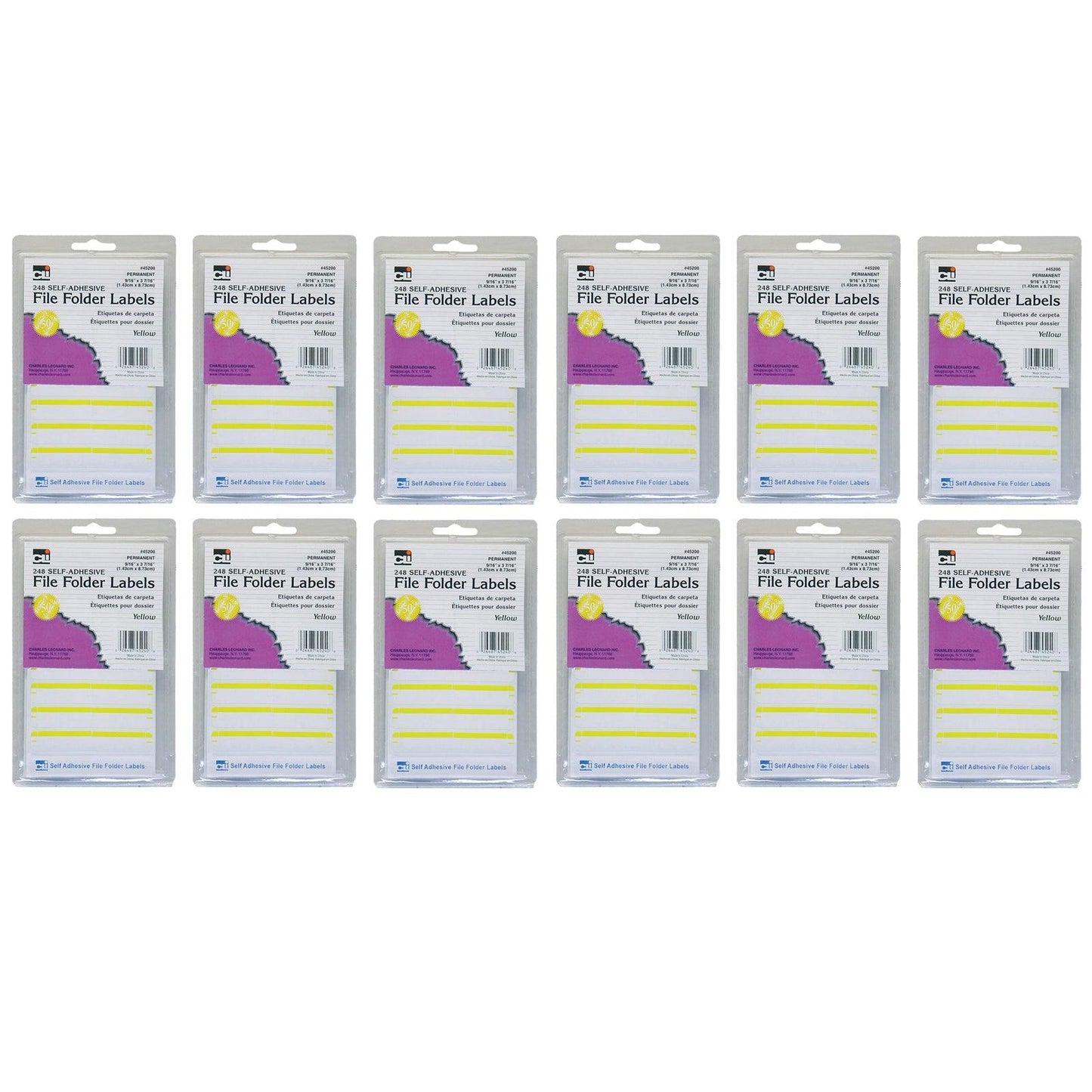 File Folder Labels, Yellow, 248 Per Pack, 12 Packs - Loomini